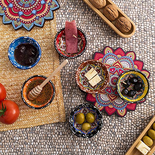 Ayennur Decorative Turkish Ceramic Bowl Set Of 6 Serving-Handcrafted(3.14''- 8Cm) 2.5Oz Pinch Sauce Multicolor Dipping Finger Small Serving Charcuterie Bowls thumb #4