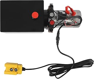 Hydraulic Pump, 8 Quart Steel Hydraulic Power Unit Hydraulic Pump 3KW Metal Reservoir for Dump Trailer Car Lifting 12V DC Remote Control (Steel, 8 Quart)