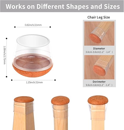 Miniatura 3 de 8 protectores de suelo de silicona para patas de silla, para suelos de madera dura, protectores de patas de sillas de metal, protectores de patas de