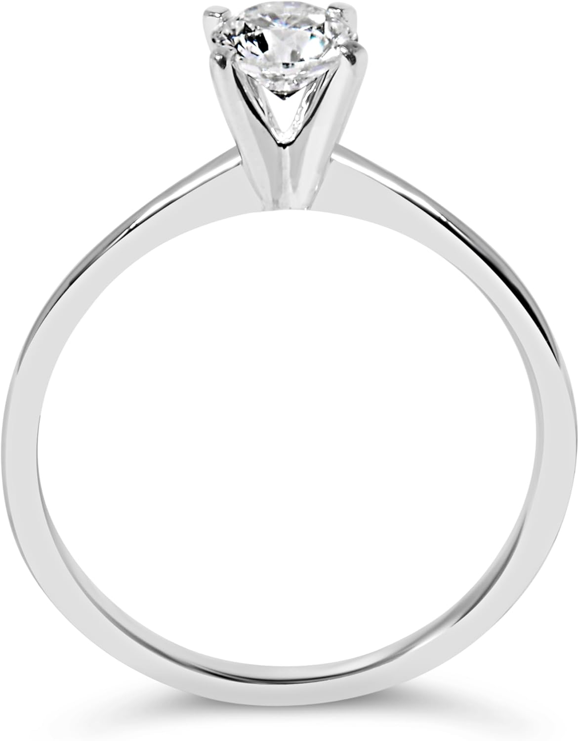 14K White Gold 1/2 Cttw Round Lab Grown Diamond 4 Prong Solitaire Engagement Ring (F-G Color, VS2-SI1 Clarity)