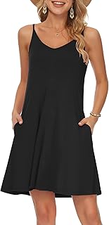 MISFAY Women’s Beach Dress, Casual Summer Dress with Spaghetti Straps, Swing Strap Dress, Cover-Up