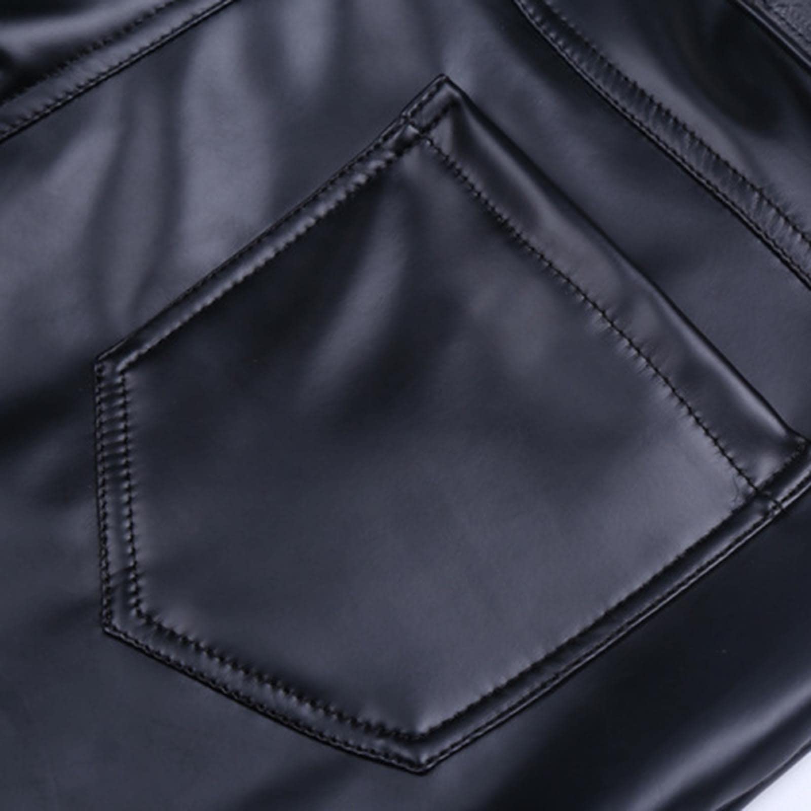 2026 Pantalones de cuero de corte estrecho para hombre Leggings color elástico tendencia motocicleta pantalones de cuero