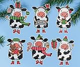 Tobin Christmas Cows Counted Cross Stitch Ornament Kit, Multicolor