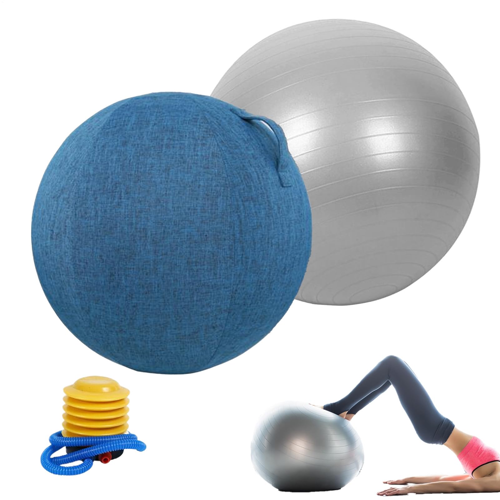 Grande Palla Yoga Correzione della Postura con Pompa | Grande Palla da Allenamento per Yoga Per Fitness Anziani Allenamento Atletico Riscaldamento Camera Dormitorio Studio