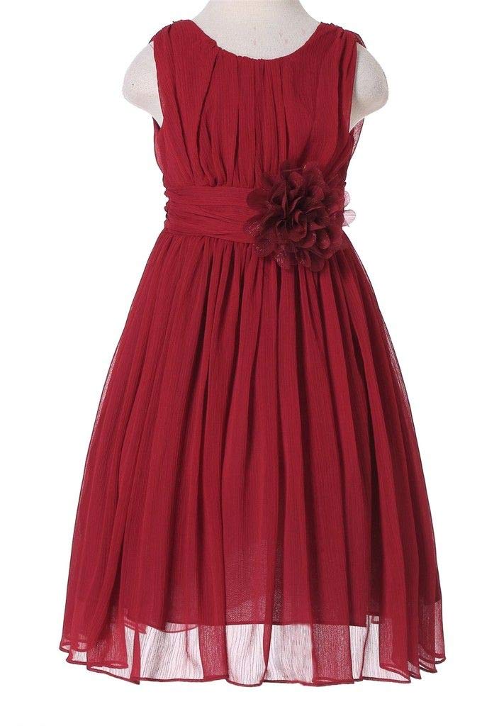 HAPPY ROSE Junior Bridesmaids Little Girls Elegant Ruffle Chiffon Summer Flowers Girls Dresses — view 3