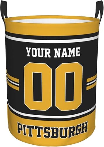 Cesta de lavandería personalizada de Pittsburgh, cesta de lavandería personalizada con nombre y número, cesta de almacenamiento plegable para