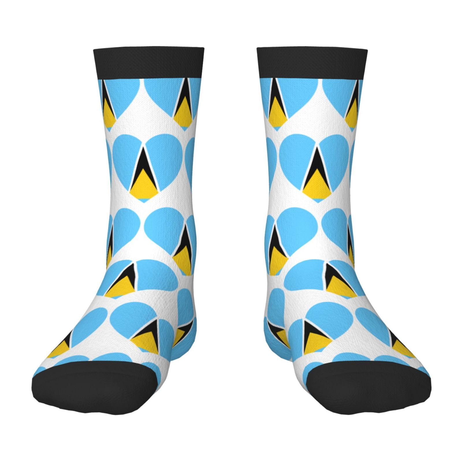 Oudrspo Love Saint Lucia Flag Funny Socks For Men Funky Crazy Cool Colorful Patterned
