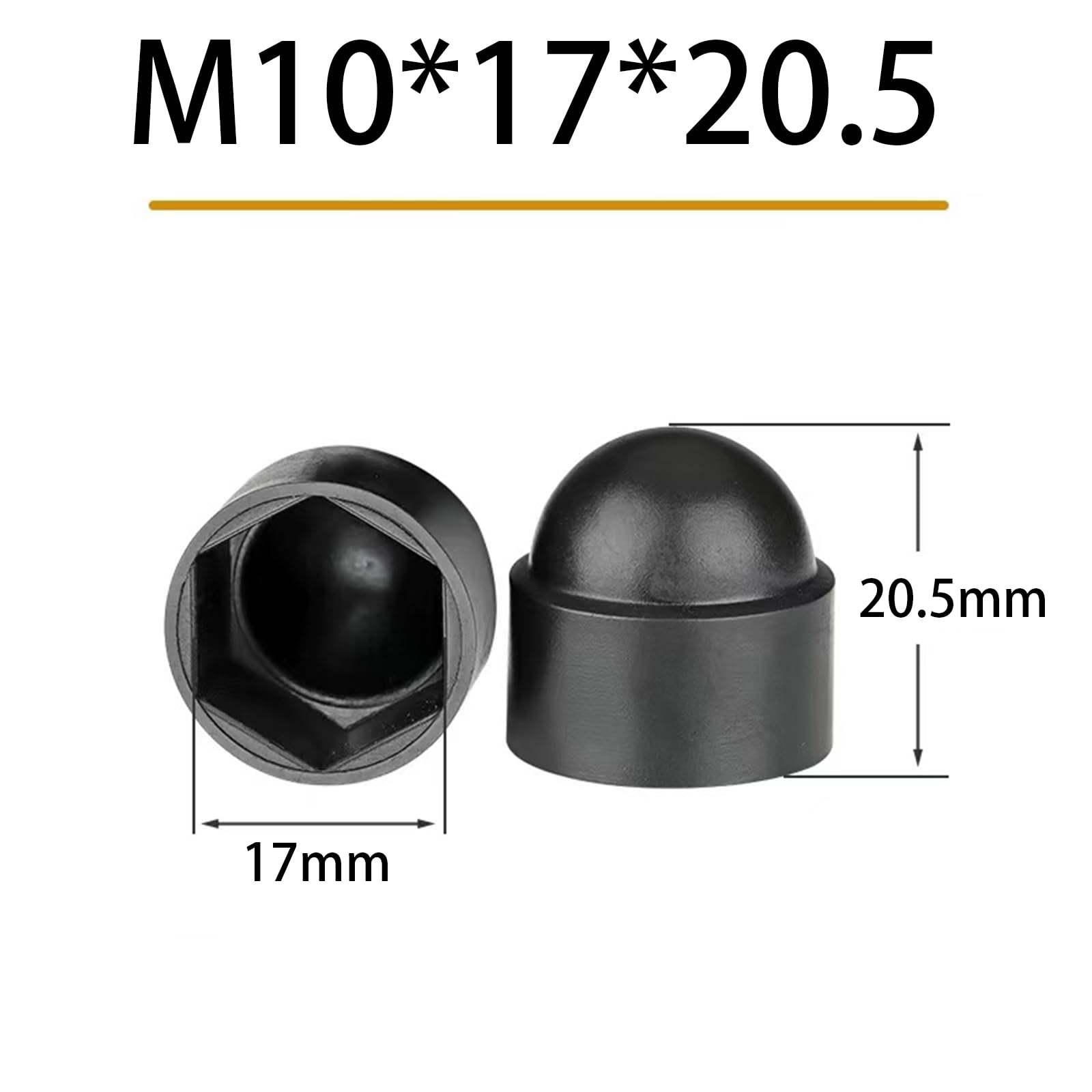 Hex Nut Cover in 50Packs,M10*17 * 20.5mm Bolt Dome Caps Covers,Plastic Dome Bolt Nut Protection Caps Cover,Nut Cover for Hex Hexagon Screws Bolts - Image 2