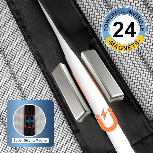 Image of METAONLY Magnetic Screen Door Mesh - Fits 36 inch x 80 inch Door, Actual Screen Size 38 inch x 82 inch for Patio, Sliding Door, Fresh Air Flow - Black