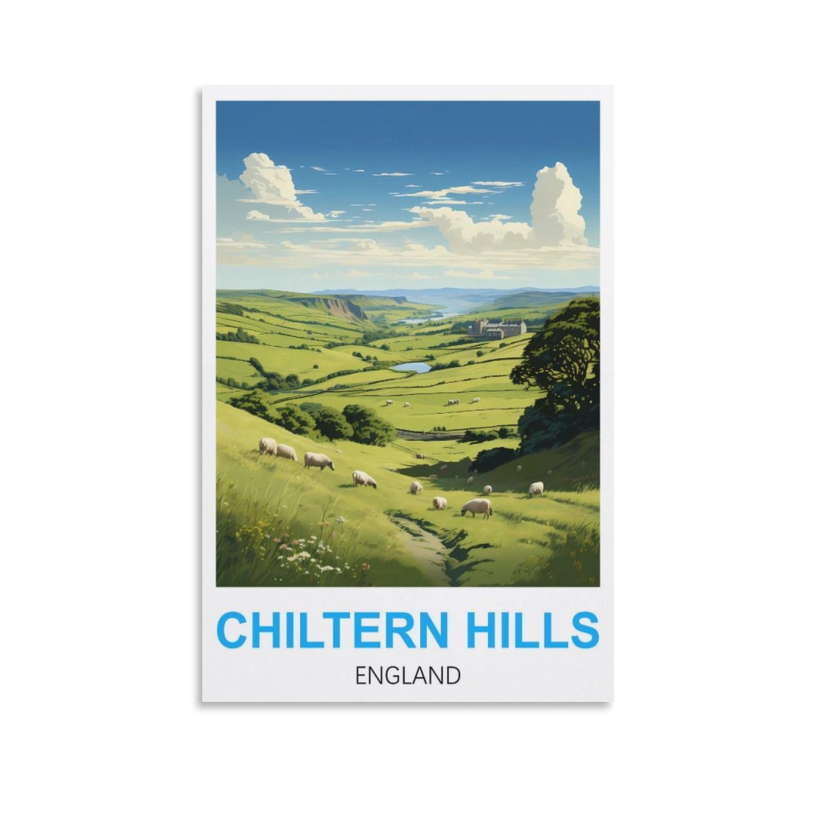 JYICUNCHO Chiltern Hills England Vintage Travel Posters 08x12inch(20x30cm) Canvas Prints Wall Art Paintings Pictures for Living Room Bedroom Wall Decor