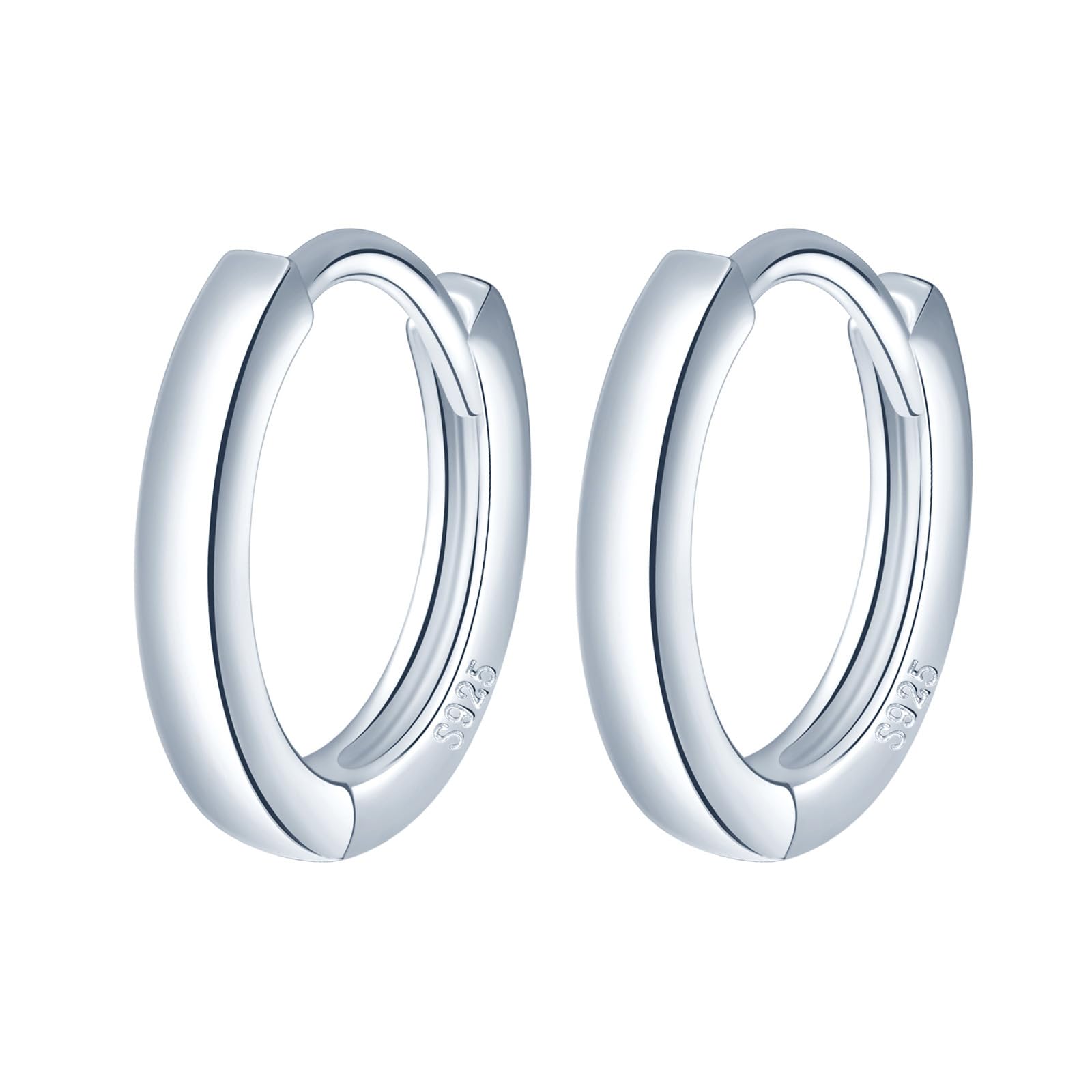 MOOFUN Creolen Silber 925 Mittelgroß Ohrring Damen Ohrringe 12mm Silber/Rosegold/Gold Ohringe Hoop Ohrschmuck für Mama Beste Freundin Teenager Mädchen Oma Schwester Frauen Geschenk Geburtstagsgeschenk