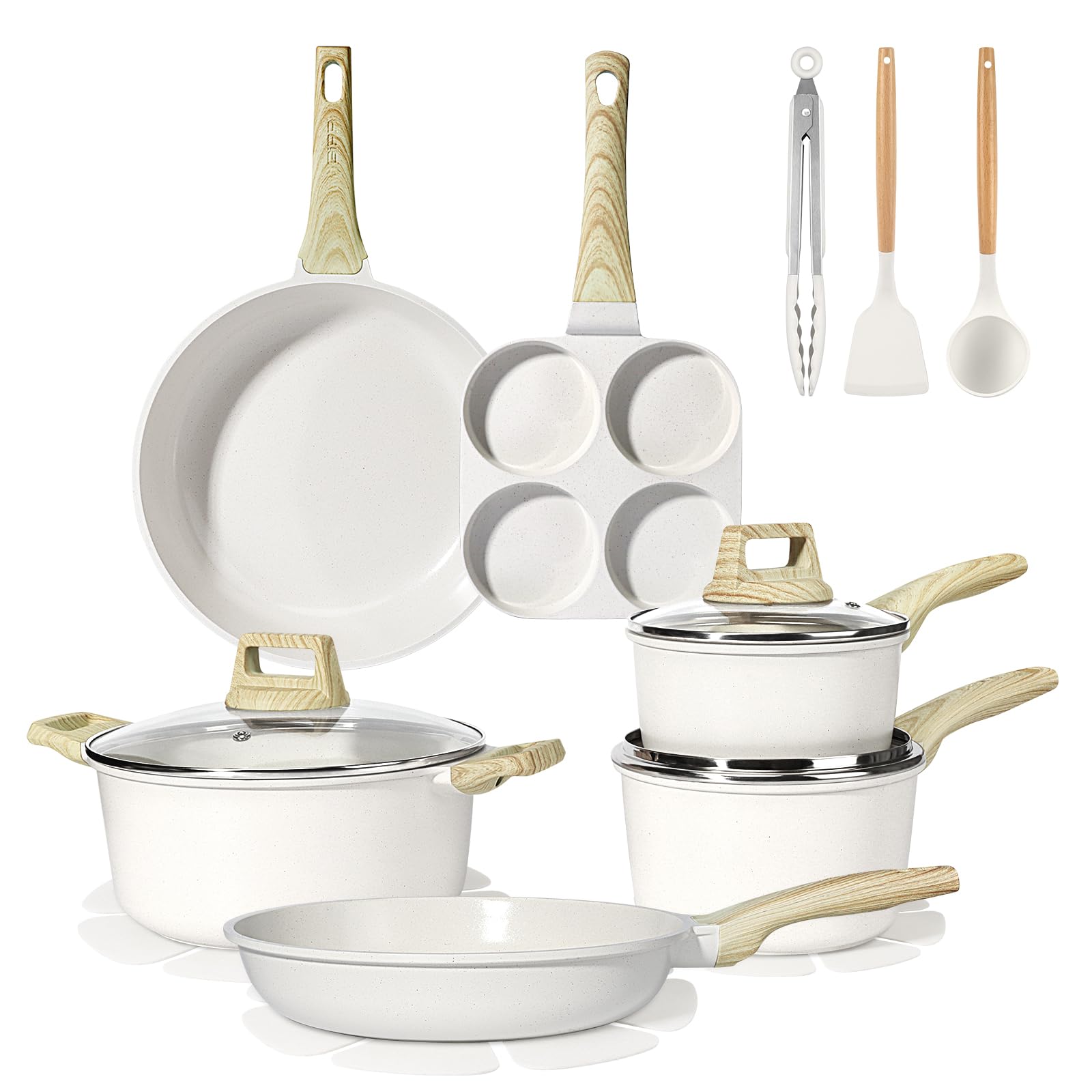 Sponsored Ad – GiPP Ceramic Coating Pots and Pans Set Non Stick - 17Pcs Nonstick Cookware Set, Non-toxic Healthy Kitchen Cooking Set w/Frying Pans Set, Dishwasher Safe, PFAS PTFE PFOA PFOS Free (White)