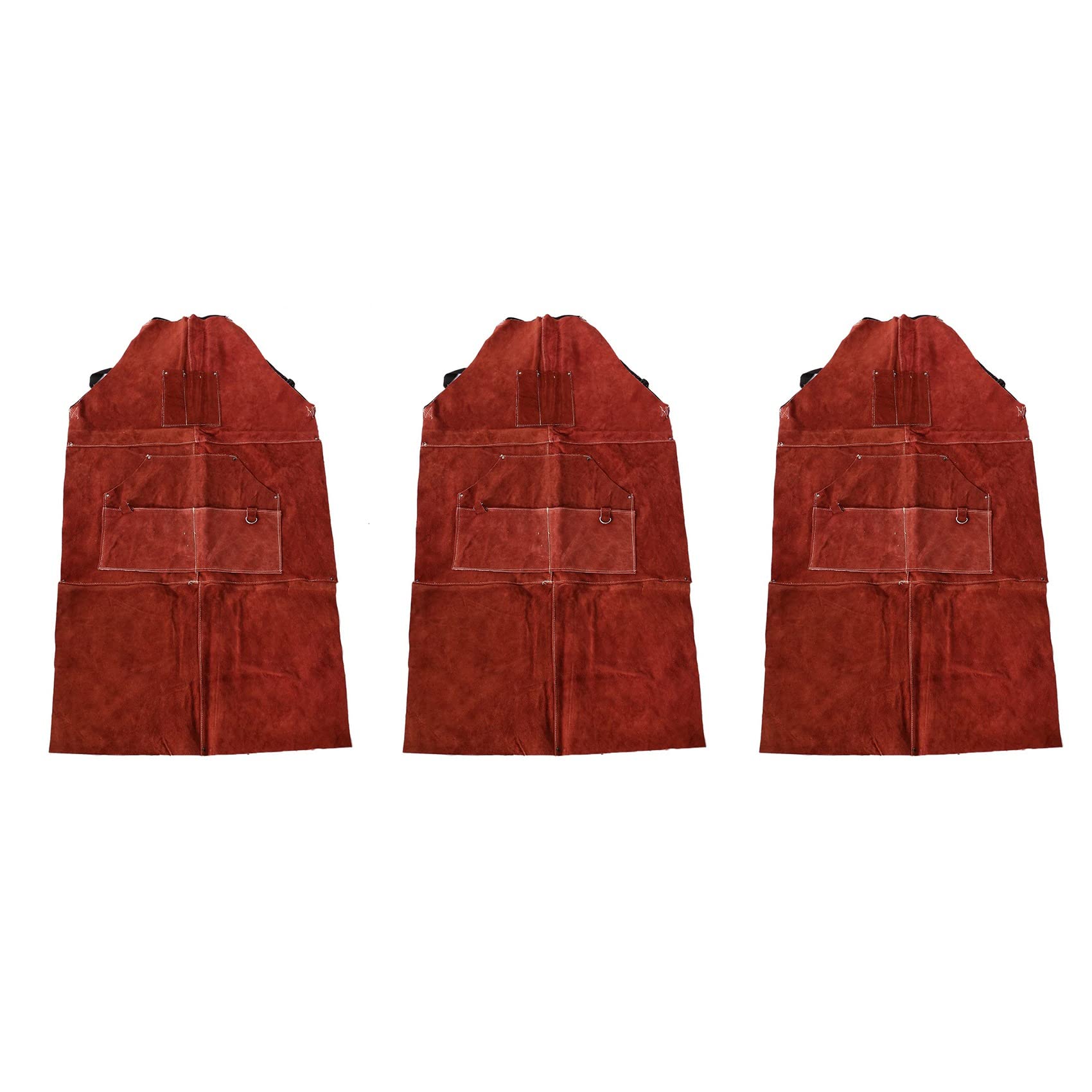 Tablier de soudage en cuir 42" évitant brûlures avec 6 poches de rangement