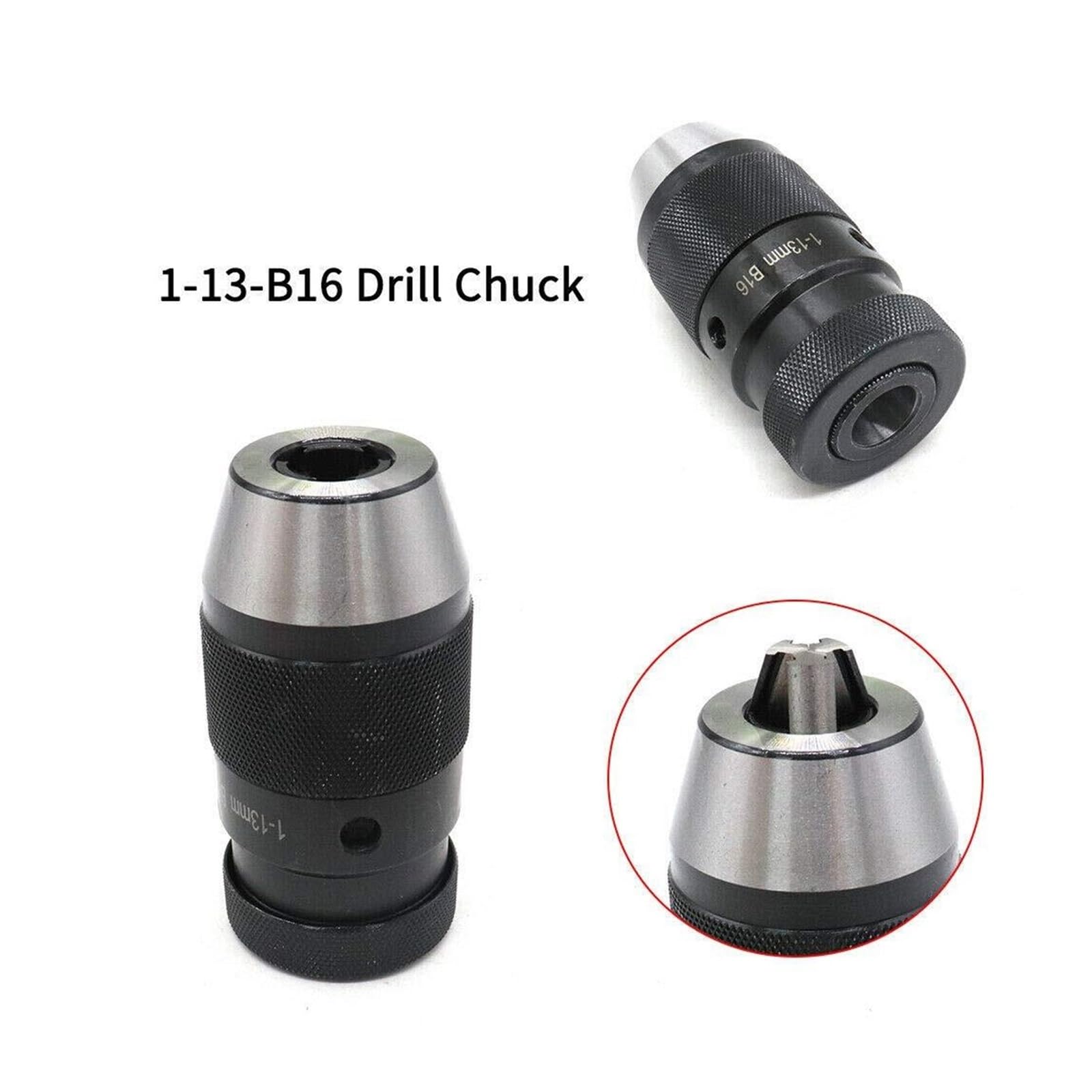 B10 B12 B16 B18 B22 samozaciskowy uchwyt wiertarski bezkluczykowy uchwyt wiertarski samozaciskowy automatyczne blokowanie narzędzia tokarskie (Color : Black, Size : B16(1-16MM))