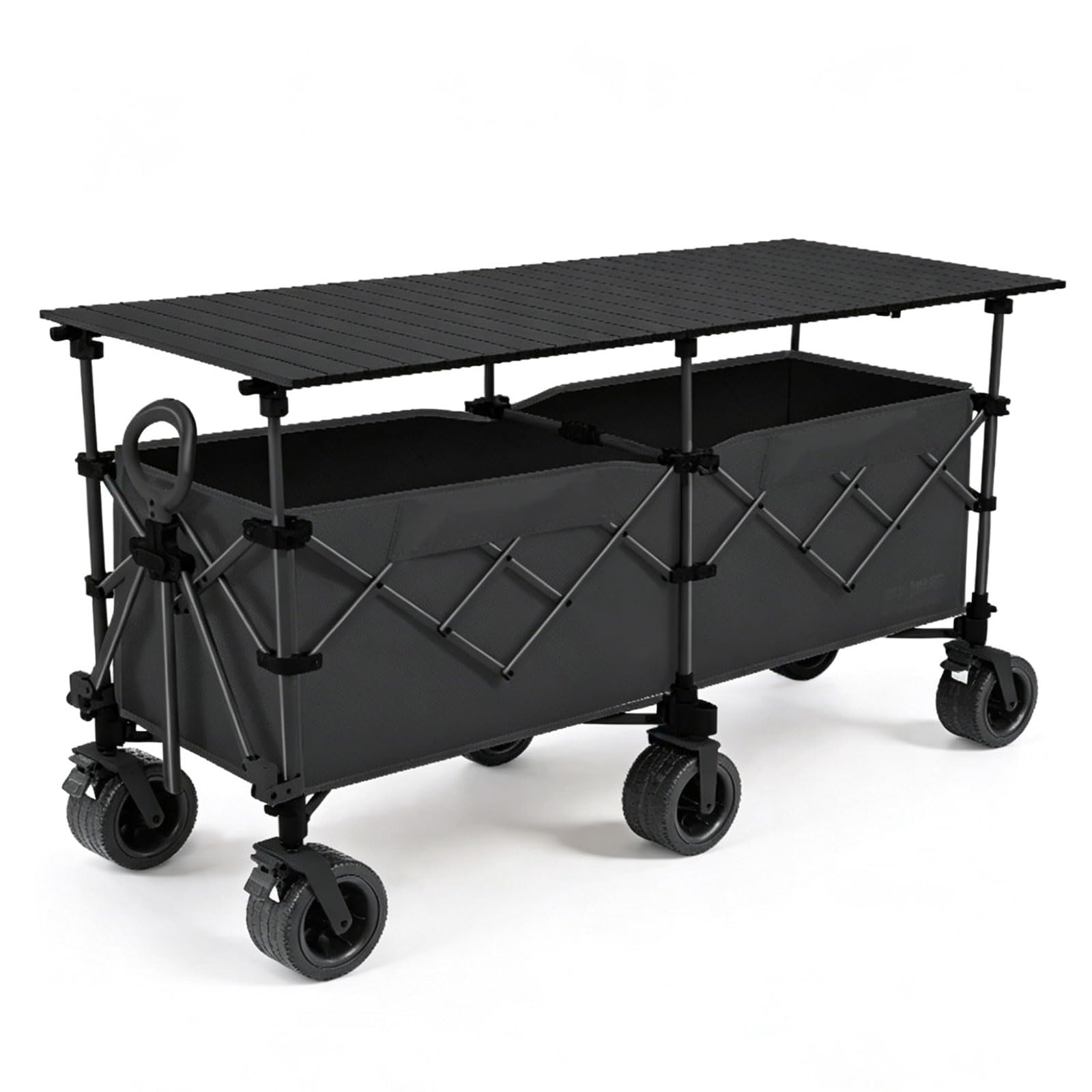 Carro de Venta Ambulante, Carrito de Mercado con 6 Ruedas, Puesto de Comida Portátil para Venta Ambulante, Camping(Black,147x56cm/58x22in)