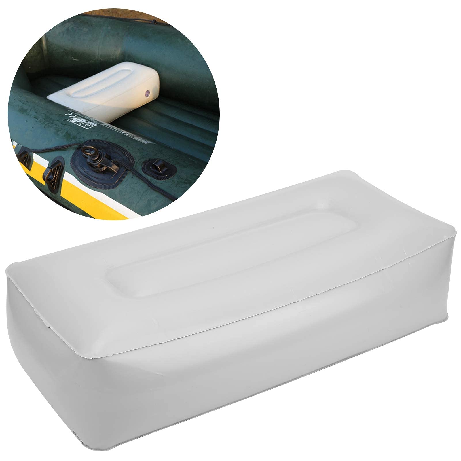 Aufblasbares Sitzkissen für Kajak Schlauchboot & Angelboot - wasserdichte Sitzunterlage mit Luftventil - Outdoor Camping Angeln Bootszubehör - Robustes PVC Material (Grau)