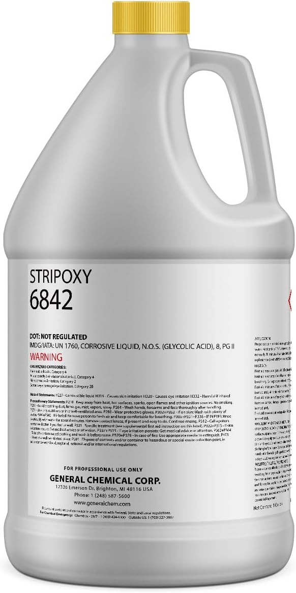 General Chemical StripOxy 6842 - High-Performance, Water-Based Paint & Coating Remover for Aluminum & Non-Ferrous Metals | Quick, Powerful Epoxy & Powder Coat Stripping Solution - 1 Gallon