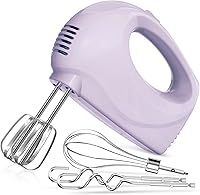 Vista 7 de Batidora de mano eléctrica portátil de 5 velocidades - Mezclador de cocina con 5 accesorios de acero inoxidable, batidor y batidor de alimentos