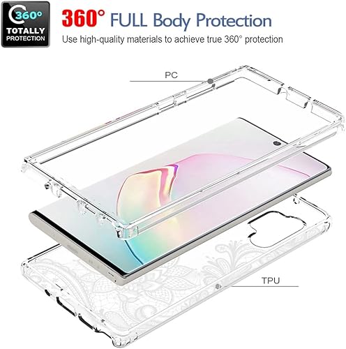 Miniatura 3 de Funda para Galaxy Note 10 Plus/Note 10+ 5G N975U con protector de pantalla de vidrio templado, funda protectora de cuerpo completo con patrón de