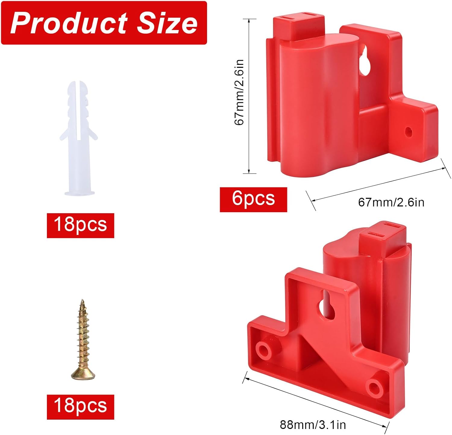 6 Pack Tool Holder for Milwaukee Drill M12 12V,Wall Mount Plastic tools Storage with 18 Screws for Power Tool Storage - Image 5