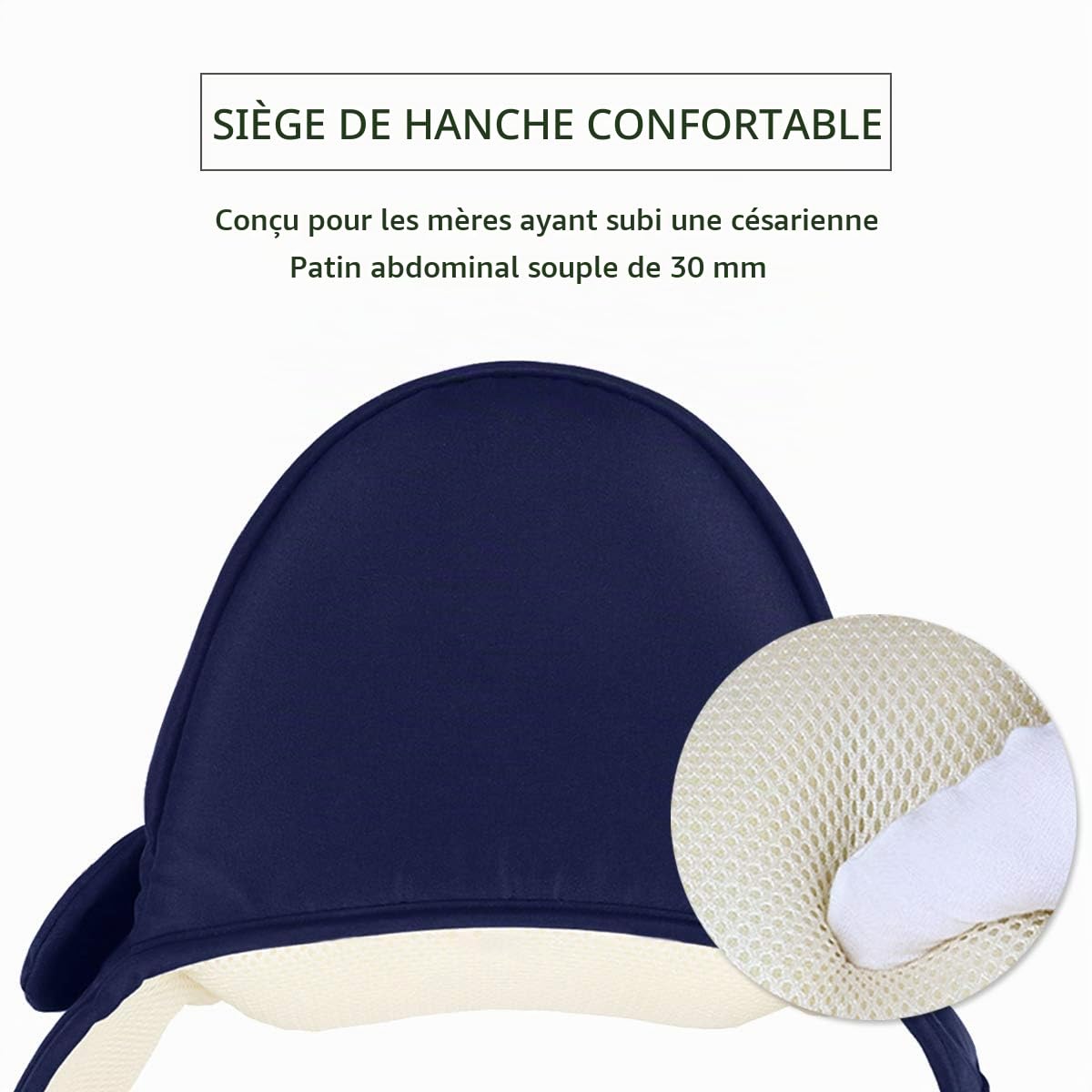 SONARIN Multifonctionnel Hipseat Baby Carrier Porte-bébé,Free Size,Toddler Support de siège de hanche,ceinture de transport avant,4 positions de transport(Bleu Foncé)
