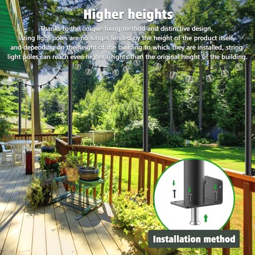 NUERPO 4 Pack String Light Poles,5Ft Metal Poles with Fork for Outdoor String Lights,Outdoor Light Poles with Fork,Poles/Post/Stand for Outside,Patio,Deck,Backyard,Garden Wedding,Party - Thumbnail 5
