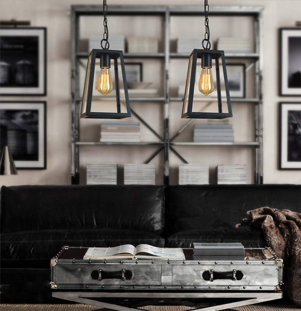 Lámpara colgante Lámpara colgante de exterior Negro Retro IP44 Techo Vintage Hierro industrial + Vidrio Lámpara de pared Impermeable Pabellón impermeable Villa Loft Araña Lámpara de exterior