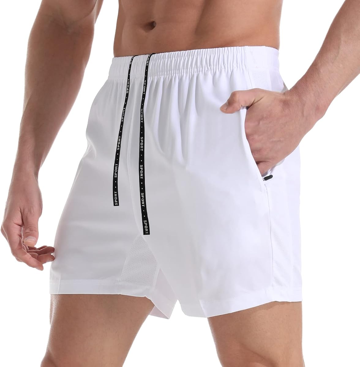 VPOS Pantalones cortos de gimnasio para hombre de 5 pulgadas – Pantalones cortos deportivos ligeros para hombre de secado rápido con bolsillos con cremallera