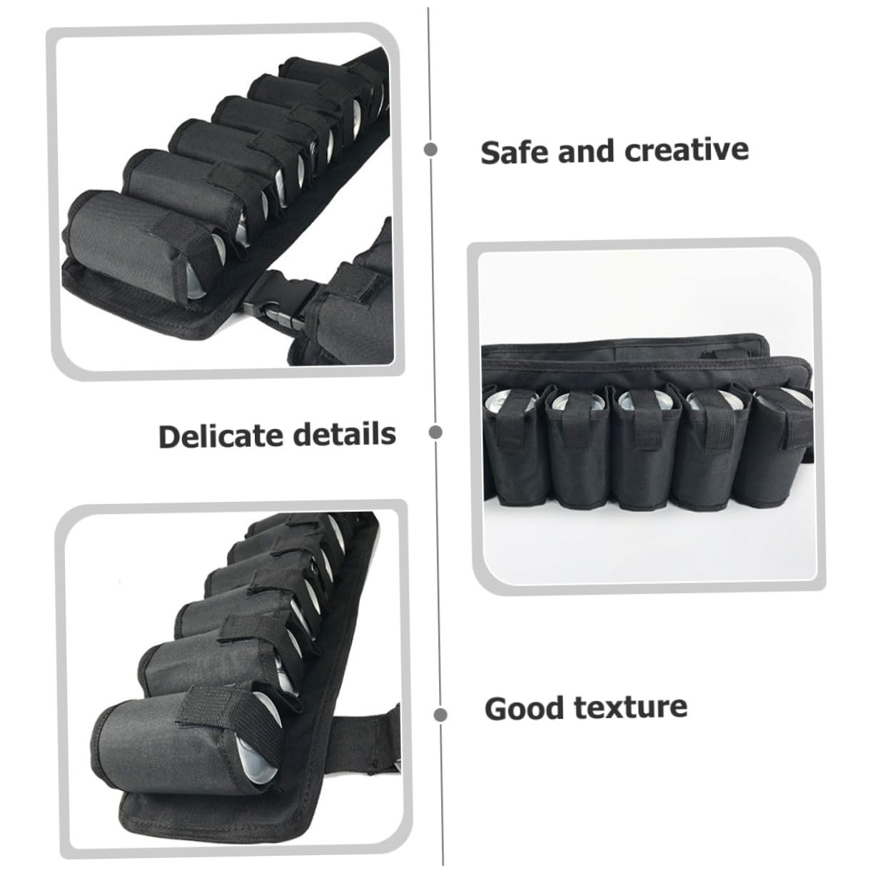 PLAFOPE Ceinture Porte-gobelet Ajustable 12 Pochettes en Toile Noire