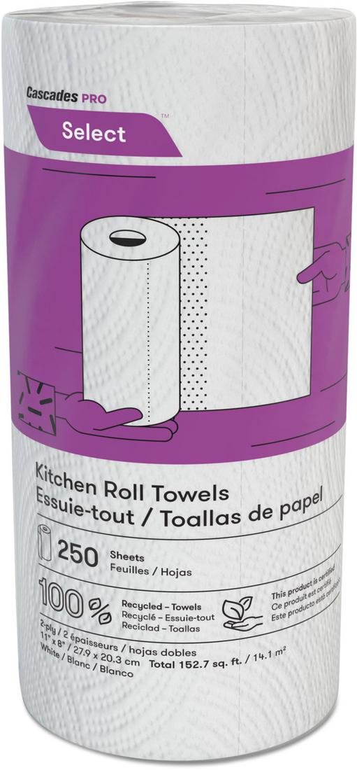 Cascades Tissue Group 4078 North River Perforated Roll Towels,2-ply, 11 X 8 13/16, 250/roll, 12 Roll/carton
