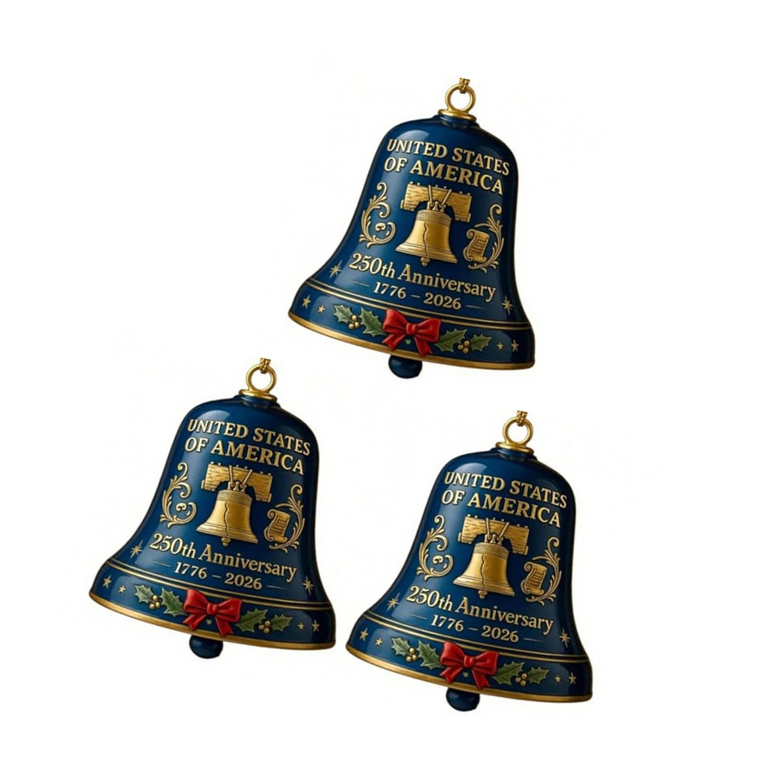 KAQNTUD Antique Bells for 250 Year Celebration, Christmas Tree Decoration for Festive Mantles, Shop Window Decorations, Vintage Christmas Tree Bell, Made of Metal