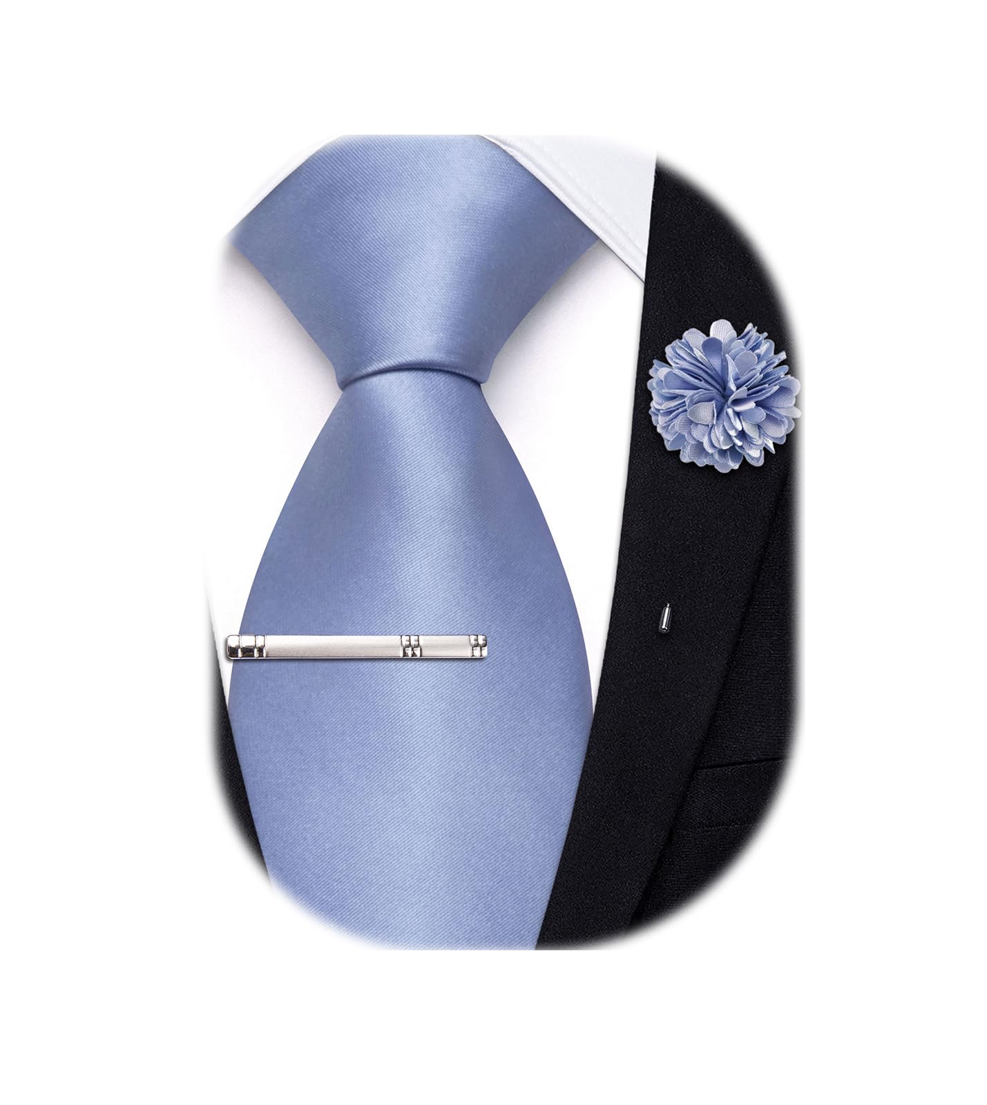 Hi-Tie Pretied Boys Ties Solid Color Kids Adjustable Necktie Lapel Pin Clip Set Age 8-12 Wedding School Graduation