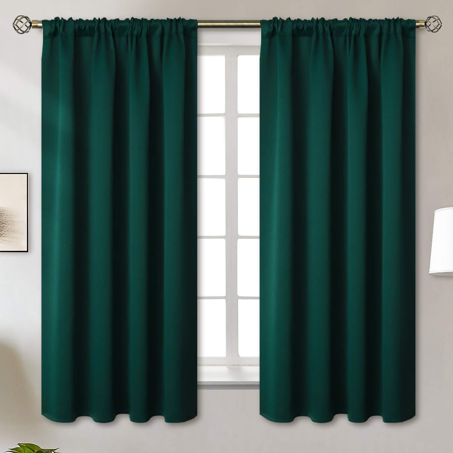 BGment Emerald Green Blackout Curtains for Bedroom 63 Inch Length - Thermal Insulated Drapes with Rod Pocket Room Darkening for Living Room Christmas, 42 x 63 Inch, 2 Panels — image 1