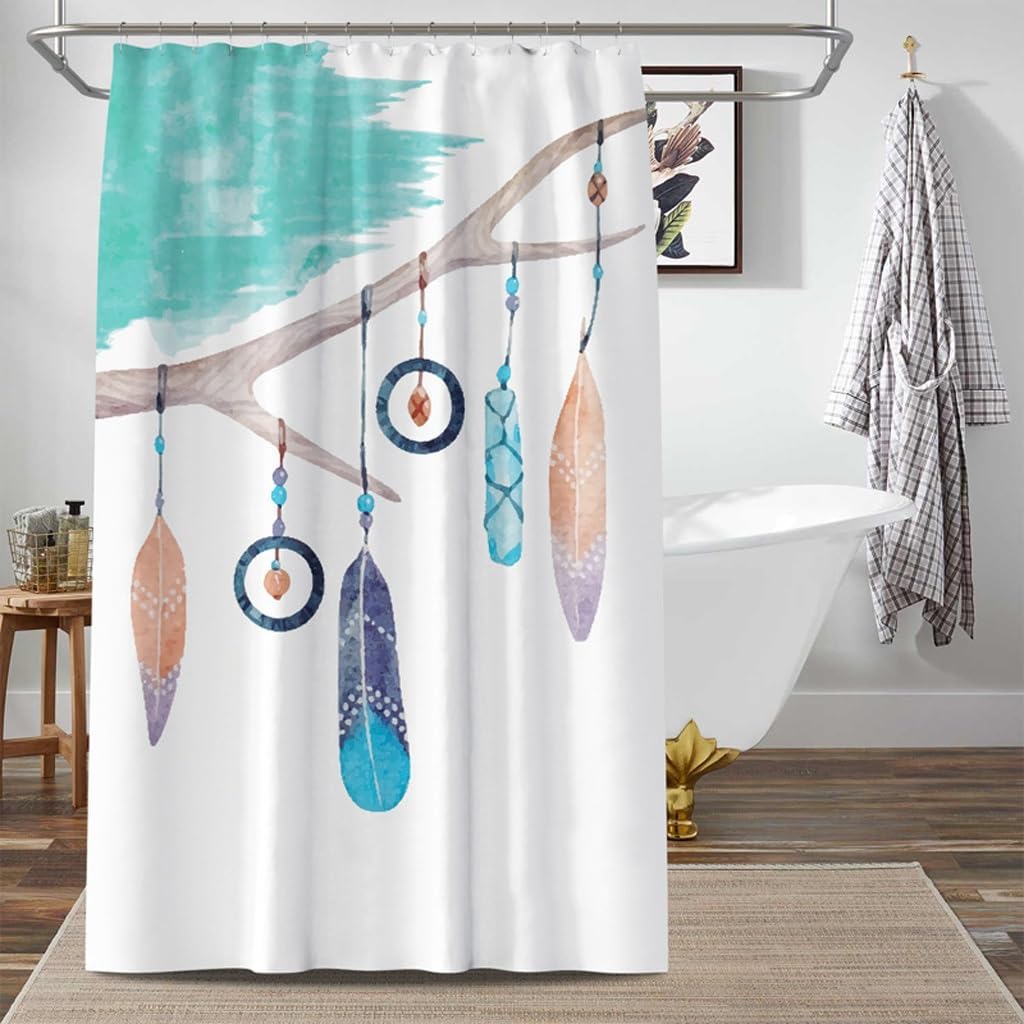 Shower Liner Shower Curtain Shower Curtain Feather Pattern Waterproof Shower Curtain Bathroom Polyester Shower Curtain Bathroom Partition Curtain Suitable for Bathroom (Color : W150xH1