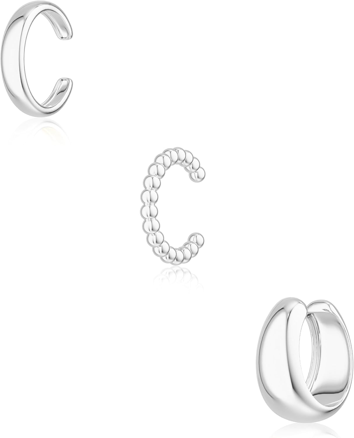 3PCS Ear Cuffs Non Piercing Earrings for Women - Chunky & Thin 14K Gold Plated Clip On Earrings Cartilage Cuff Set, Stackable Helix Conch Fake Piercing Jewelry