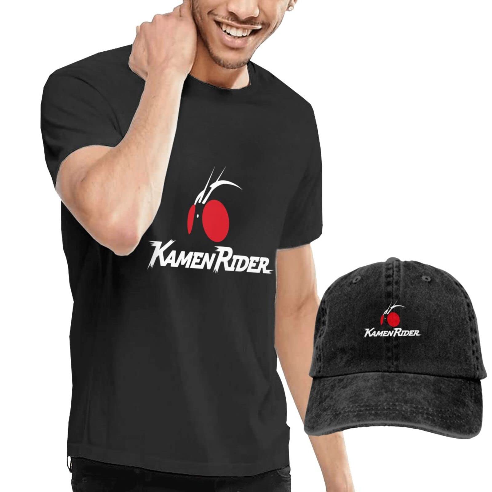 Amazon.co.jp: Tシャツ メンズ デニムキャップ 2点セット 仮面ライダー 