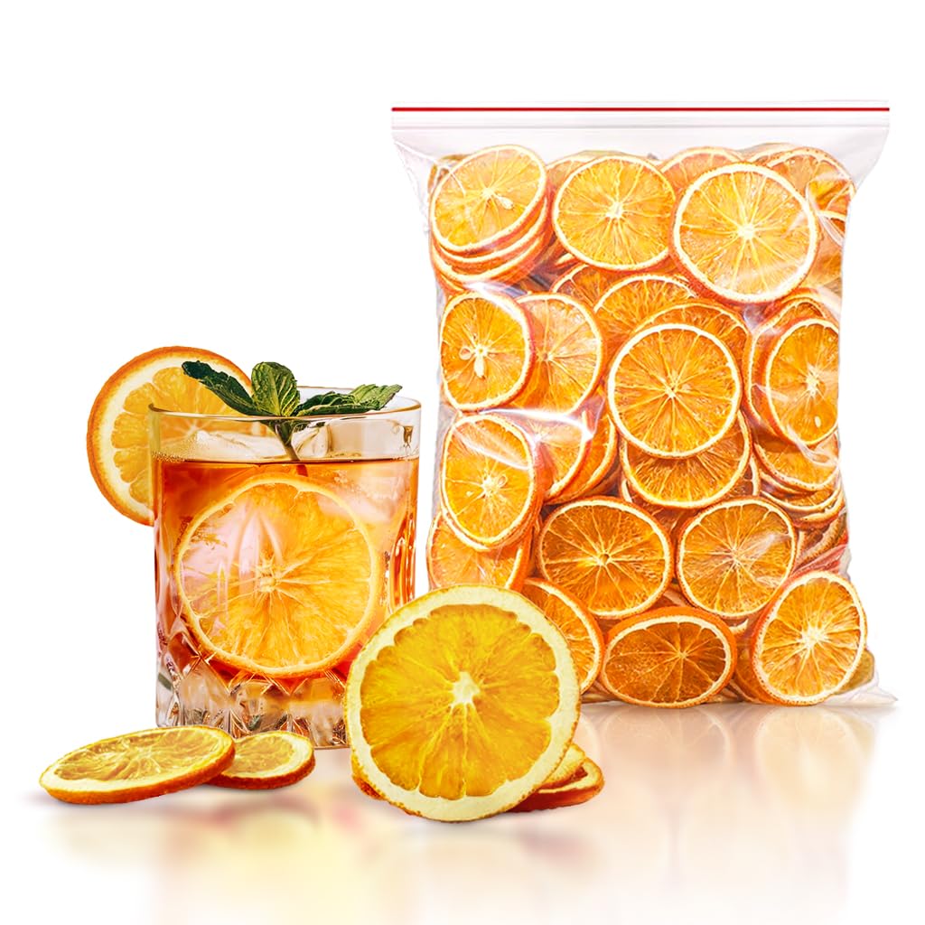 Fraunitsh 17.63oz/500g Dried Dehydrated Orange Slices | No Sugar & No Additives | Dried Oranges for Cocktails Garnish, Drinks, Crafts and Decoration