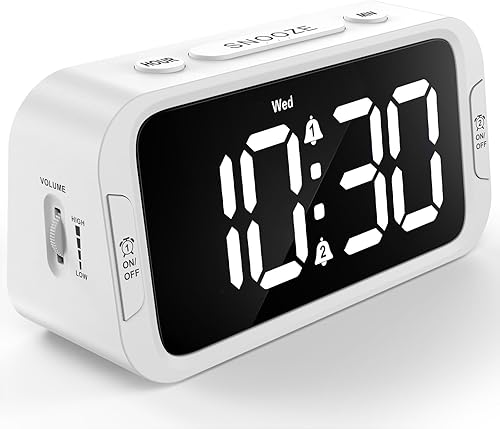 Miniatura 10 de Odokee Reloj despertador digital dual para dormitorio, fácil de configurar, regulador de intensidad 0-100%, cargador USB, volumen ajustable de 5