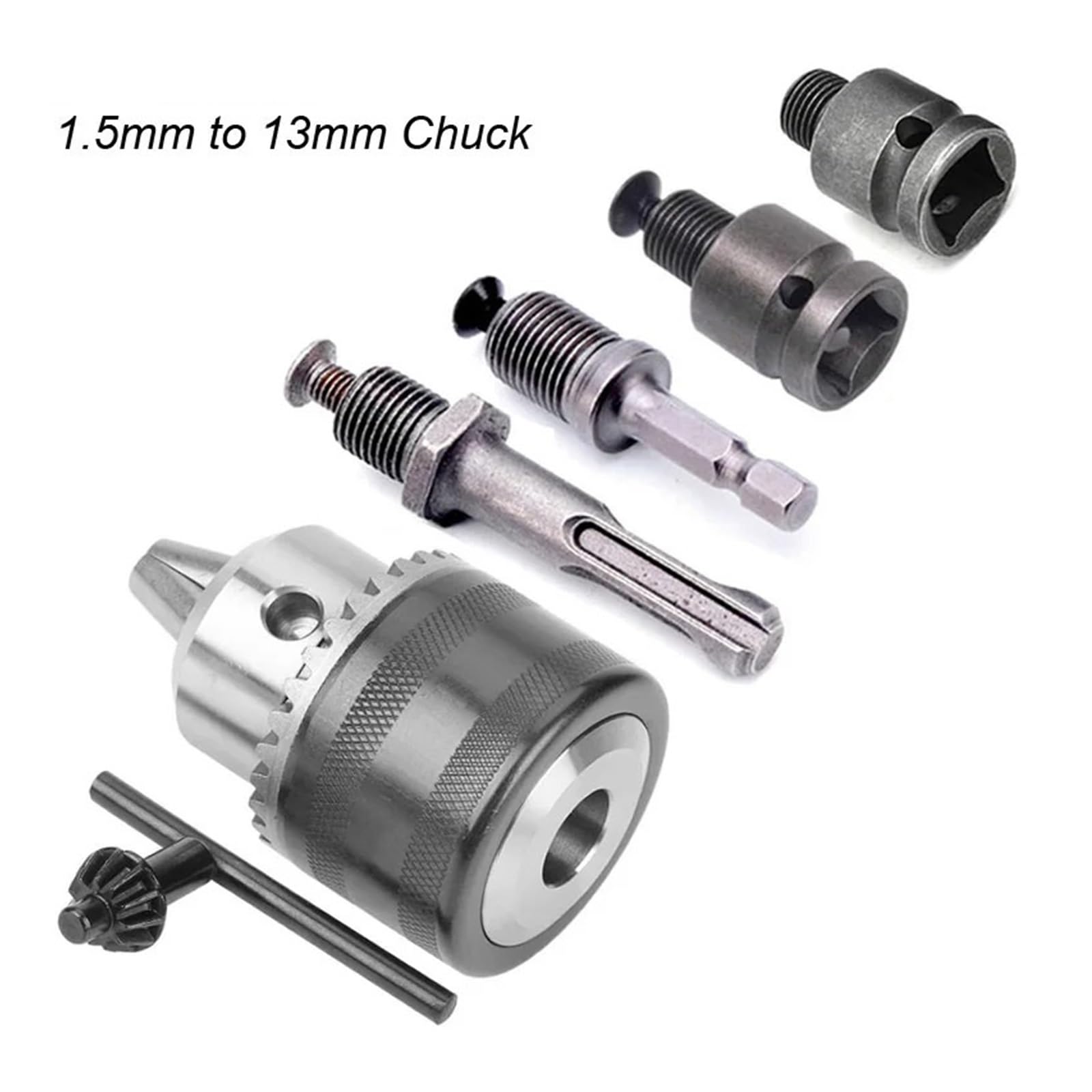 1.5-13mm konwerter 1/2 "-20UNF kluczowy uchwyt wiertarski gwint adapter do szybkiej wymiany SDS 1/4" sześciokątny klucz udarowy klucz Bit korbowód(1 Chuck 3 Adapters)