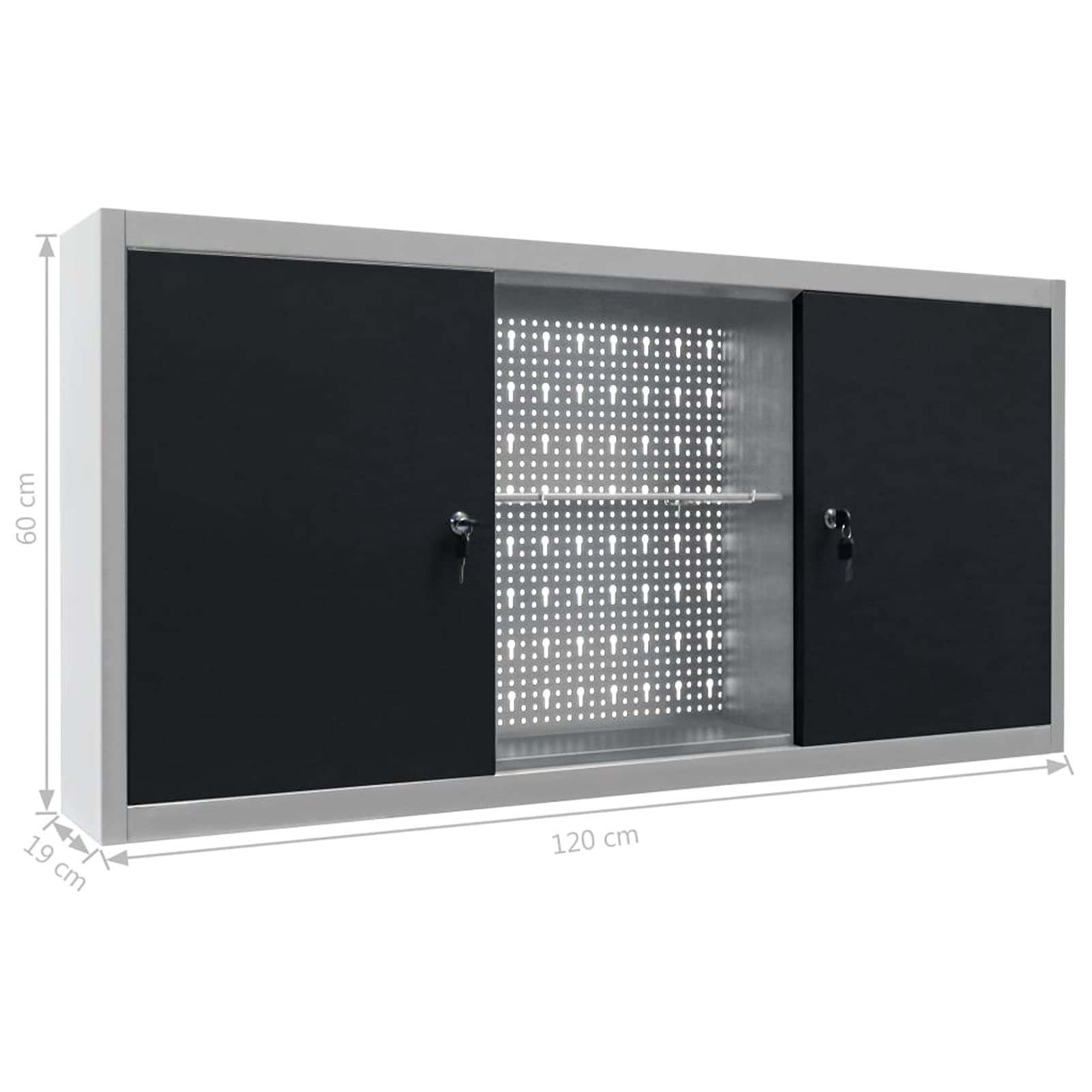 ShGaxin Armario de Herramientas de Pared, Organizador Herramientas Pared, Mueble Herramientas, Organizador Taller, Armarios Taller Mecanico, Industrial Metal Gris y Negro