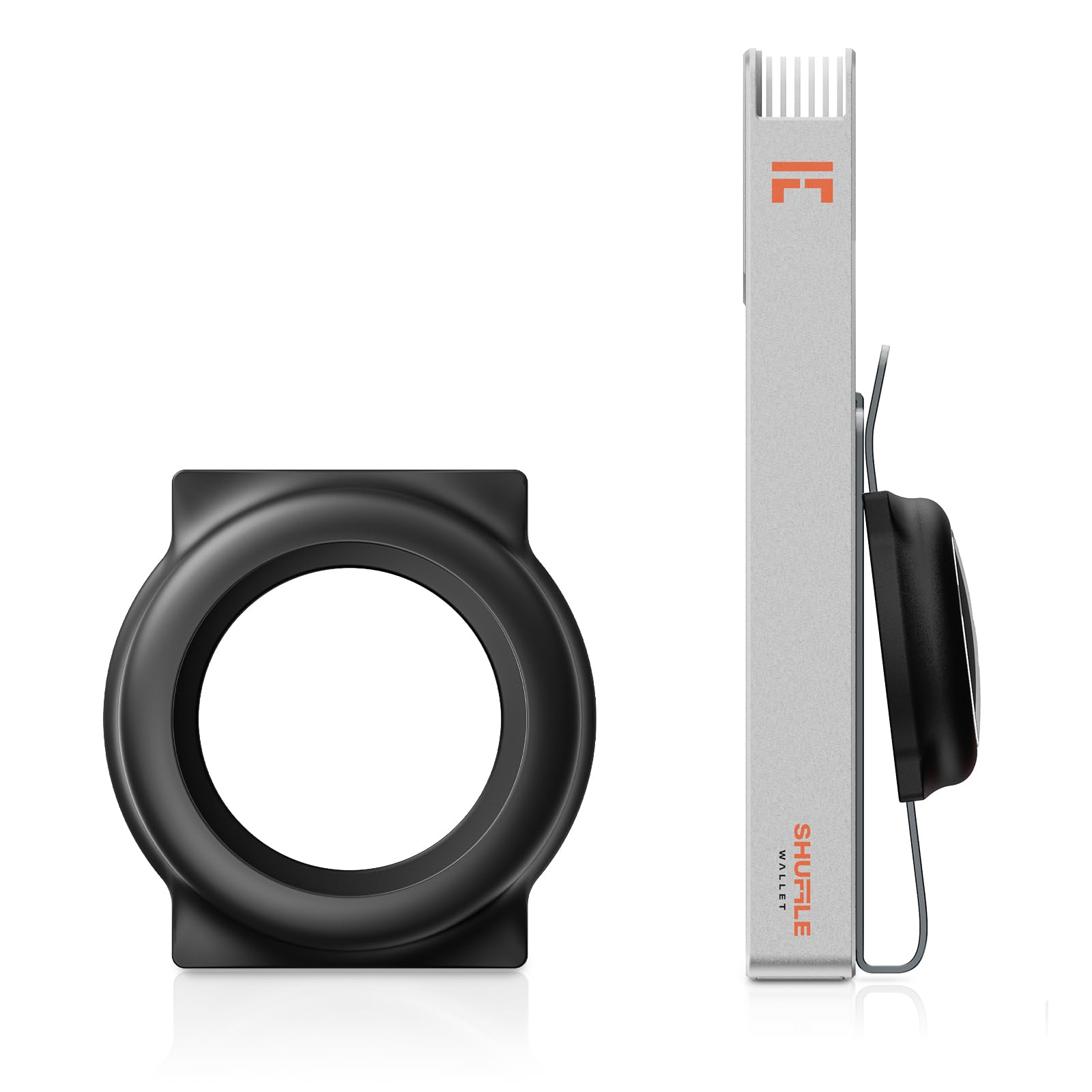 The Shuffle Airtag Holder,Lightweight, Anti-Scratch, Easy Install Attachment (Black)