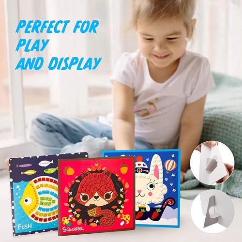 Jar Melo Mosaic Stickers for Kids; Mosaic Arts and Crafts for Kids; Sticker-by-Number Toddler Activities, 8 Sheets Animal Homeland Cartoon Cards , Gift Toys for 2 3 4 5 6 7 8+ Year Old Kids - Thumbnail 3