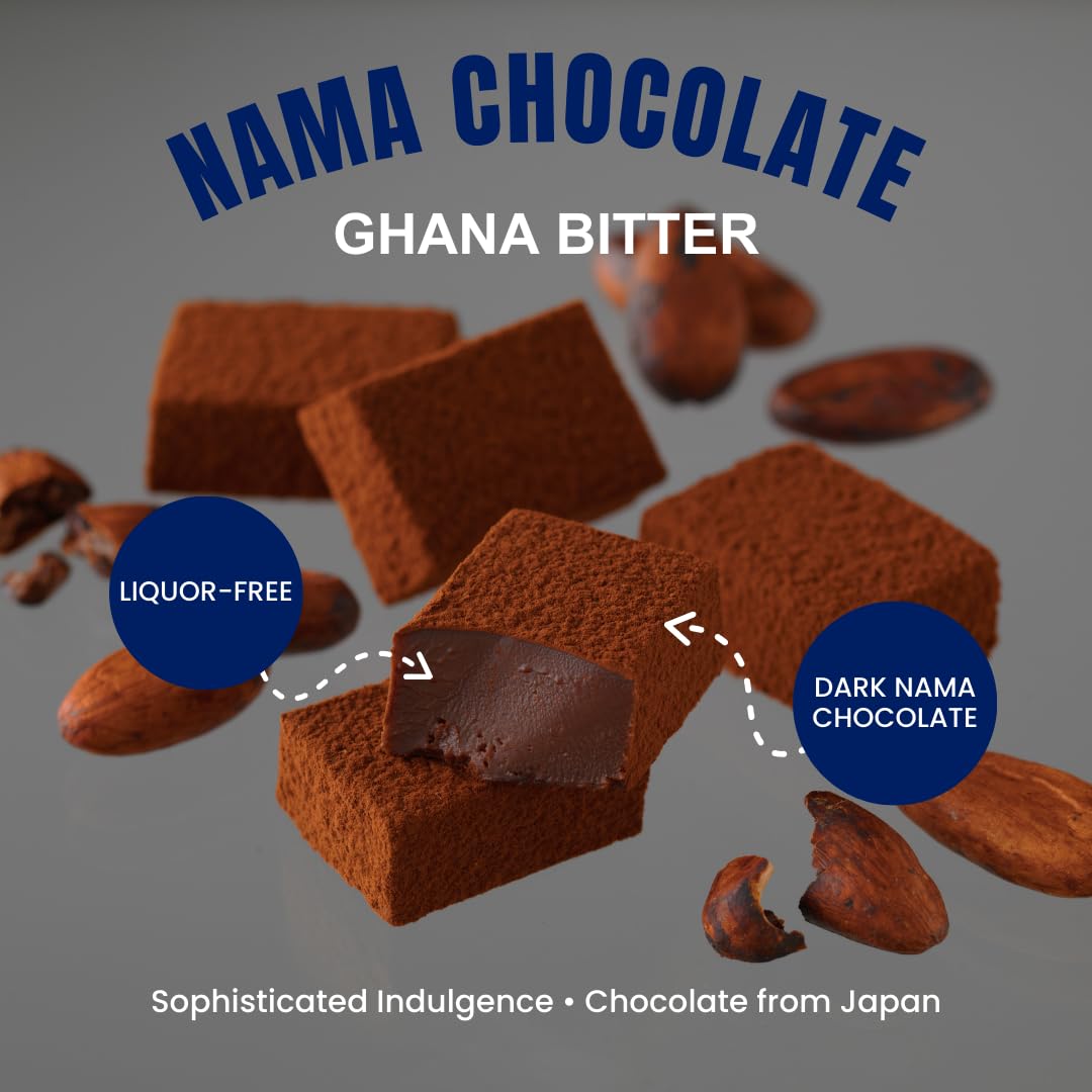 ROYCE' Nama Chocolate "Ghana Bitter" - Bitter Chocolate from Ghana | Gourmet Snack for Gifting & Indulging | Japanese Chocolate from Hokkaido (20 Pieces of Chocolate)