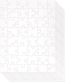 36 Blank Puzzles to Draw On, 8.5 x 11 Inch, White Jigsaw Puzzle Pieces to Create DIY, Arts and Crafts Projects (48 Pieces Each)