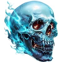 x6 Ghost Skull Vinyl Decal Stickers, Cover Marks, 70mm Qty:6, Ideal for Phone, Cups & Mugs, Scrapbooking and More, Vibrant Blue Halloween Graphics