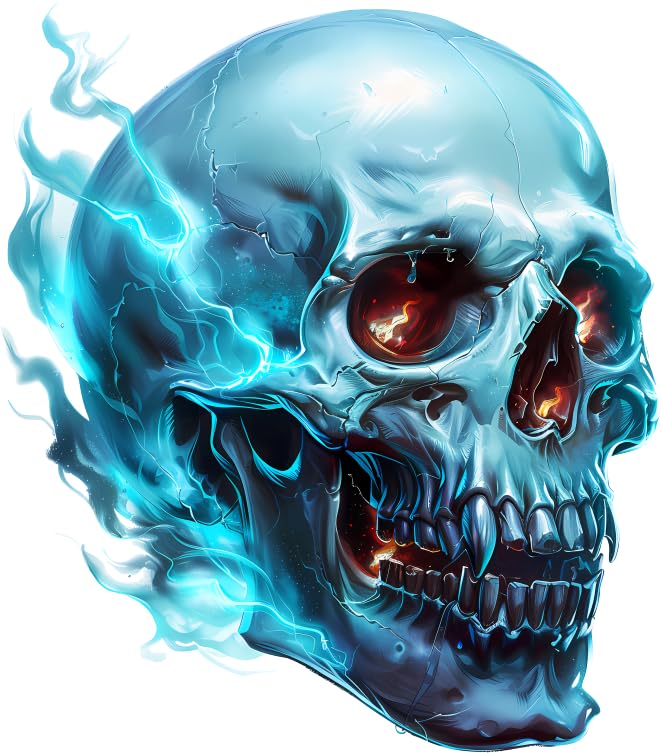 Lot de 6 autocollants en vinyle Motif tête de mort fantôme 70 mm