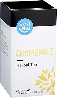 Amazon Brand - Happy Belly Chamomile Herbal Tea Bags, 20 Count (Previously Solimo)