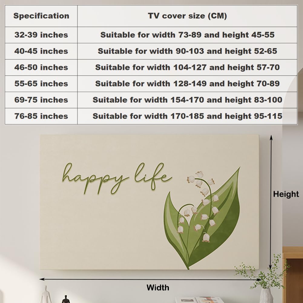 Hiseng TV-Abdeckung Staubschutzhülle, Hülle Bezug Für Fernsehen Schutzhülle Hängend/Desktop Universal Stoff Tv Hülle Anwendbar 32-85 Zoll Flacher Fernseher (Treibsand,46-50 Zoll)