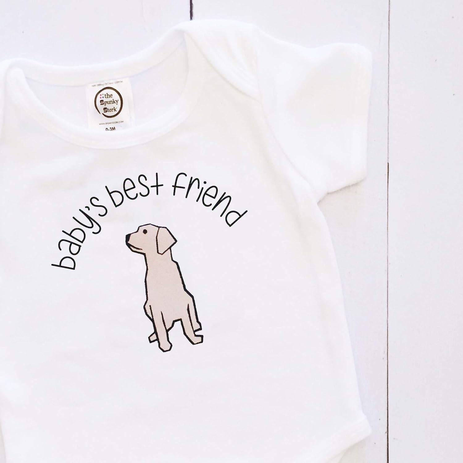 The Spunky Stork Unisex Baby's Best Friend Dog Sibling Organic Newborn Bodysuit