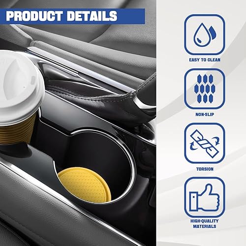 Miniatura 7 de 4 posavasos para automóvil, 2.75 pulgadas, universales, para automóvil, con inserción, tapete de silicona antideslizante, accesorios para el
